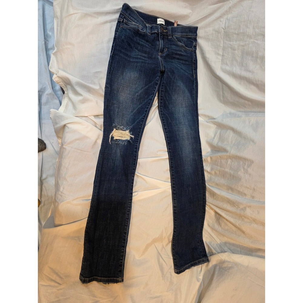 Sneak Peek Straight Leg Jeans Dark Wash Distressed Size 26x31